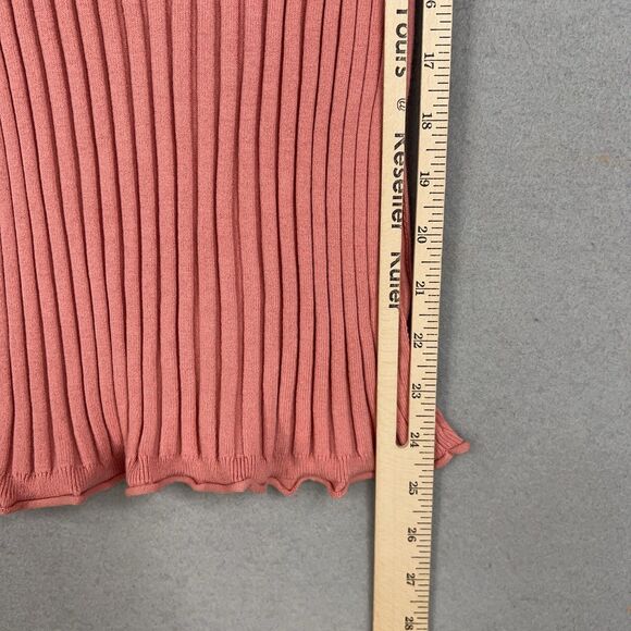 Sundance Shirt Womens Medium Pink Ribbed Henley Lettuce Hem Stretch Organic - Picture 12 of 13